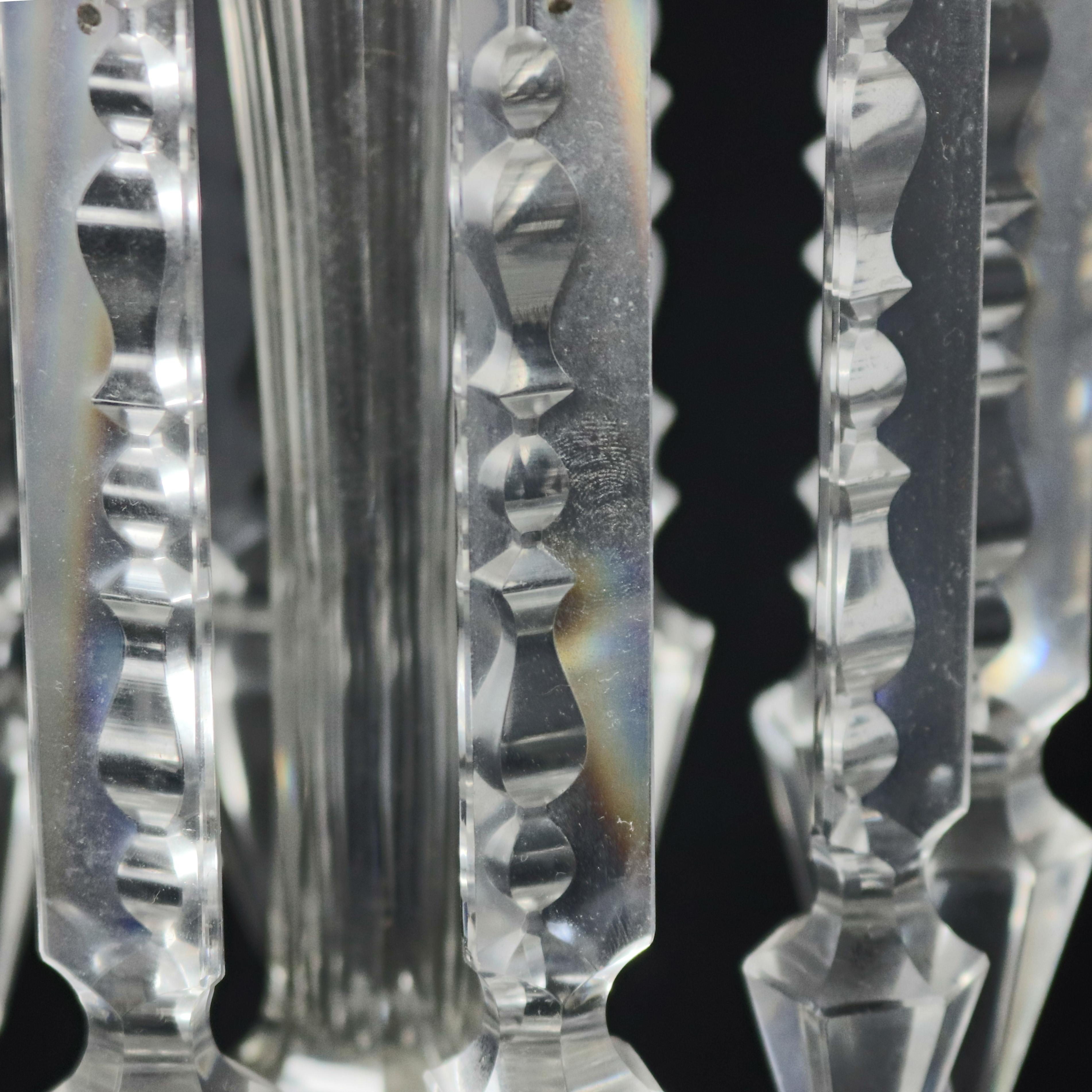 Antique Pair of Crystal Bohemian School Mantel Lustres, circa 1880 8