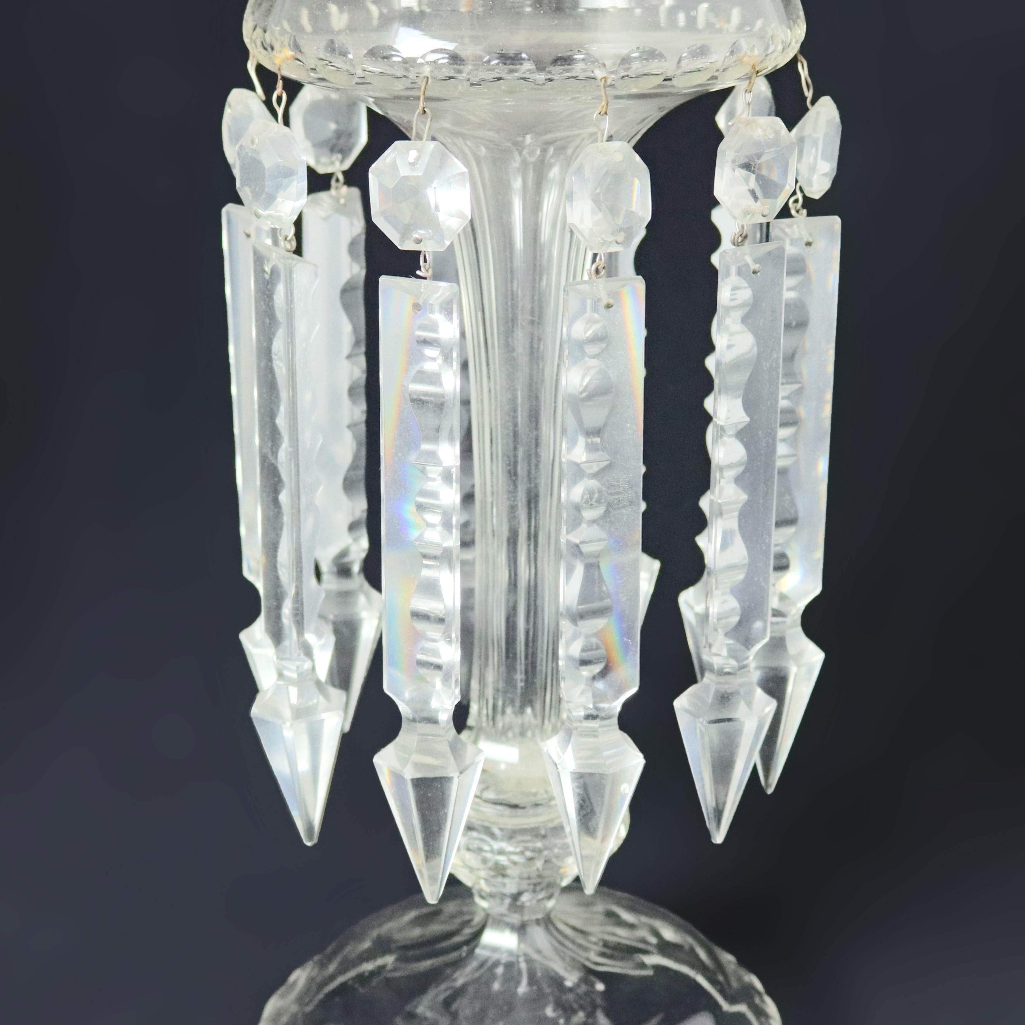 Antique Pair of Crystal Bohemian School Mantel Lustres, circa 1880 9