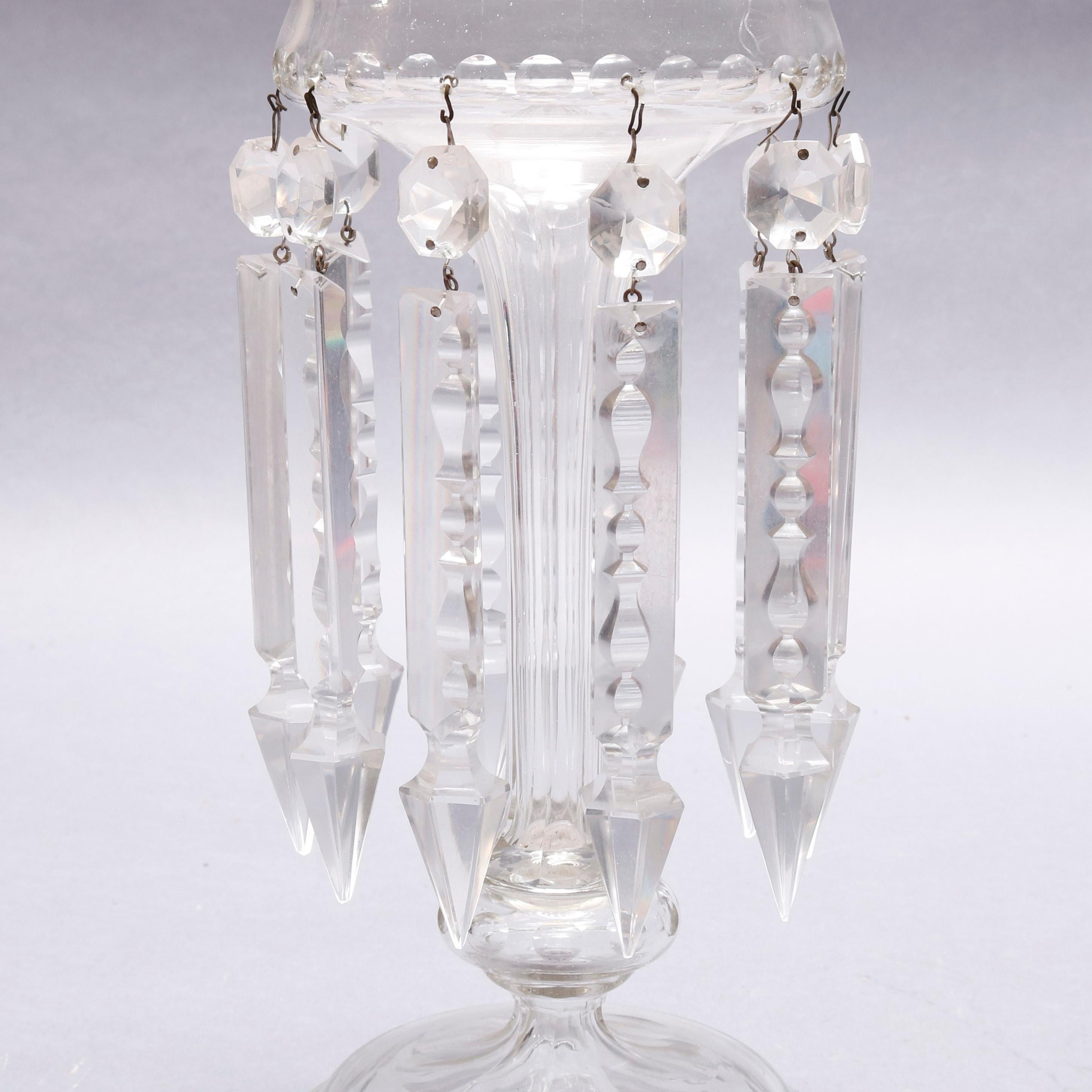 Victorian Antique Pair of Crystal Bohemian School Mantel Lustres, circa 1880