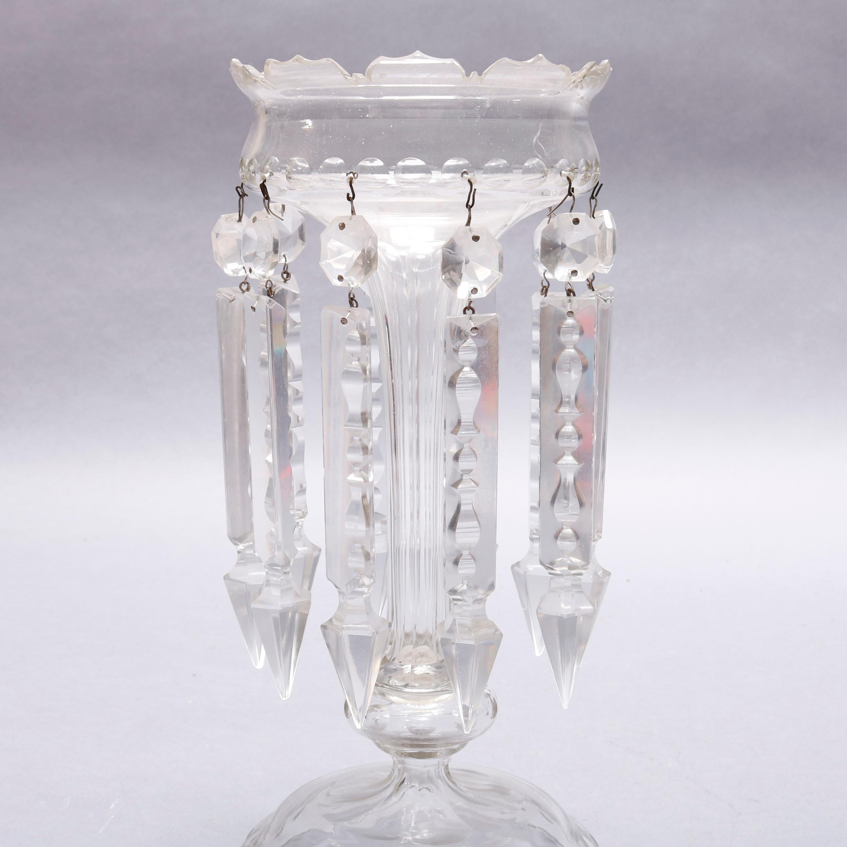 Antique Pair of Crystal Bohemian School Mantel Lustres, circa 1880 1