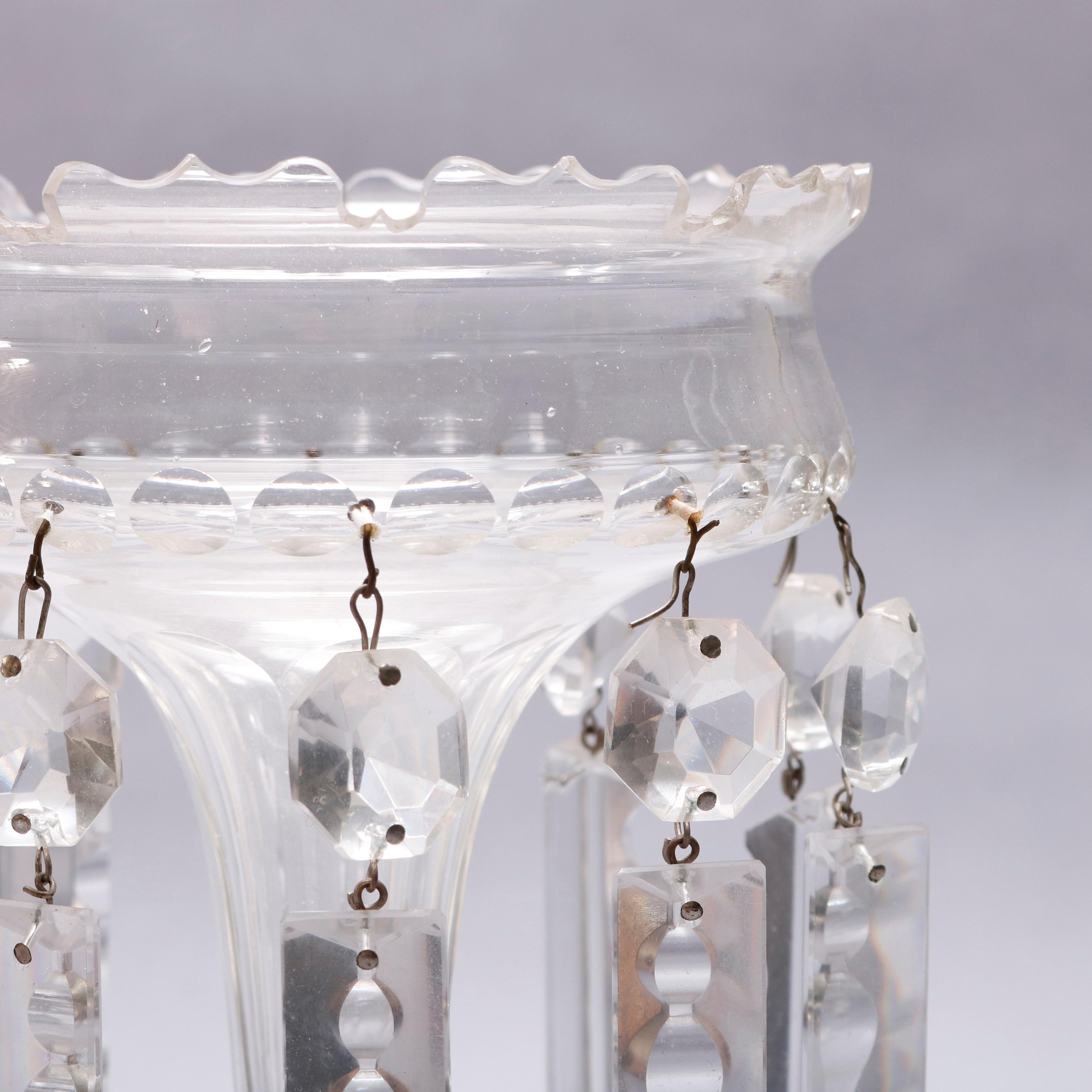 Antique Pair of Crystal Bohemian School Mantel Lustres, circa 1880 2