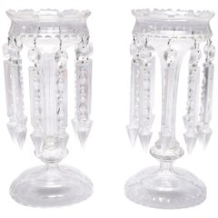 Antique Pair of Crystal Bohemian School Mantel Lustres, circa 1880