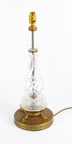 Antique Pair of Cut-Glass and Bronze Table Lamps, 1930s