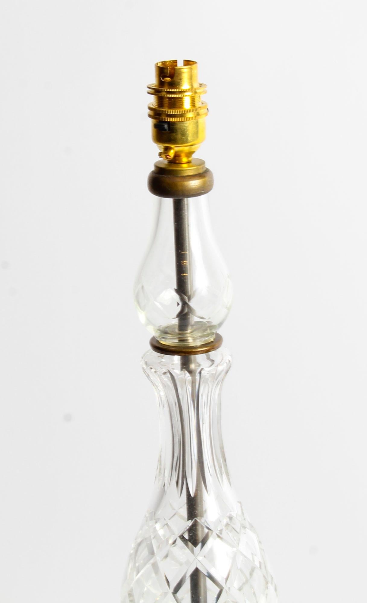 Antique Pair of Cut-Glass and Bronze Table Lamps, 1930s In Good Condition In London, GB