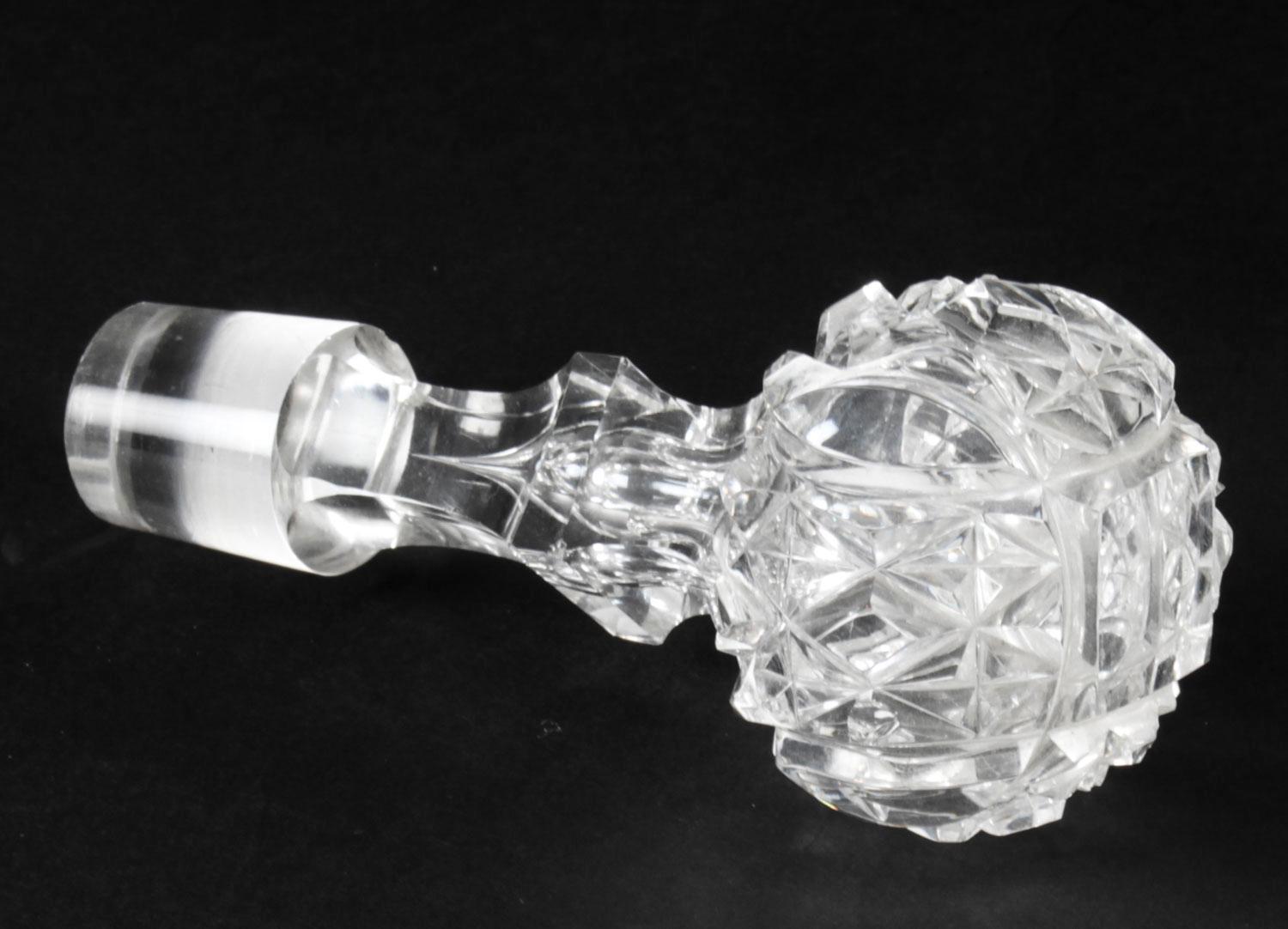 Antique Pair of Cut Glass Decanters and Stoppers 19th Century 4