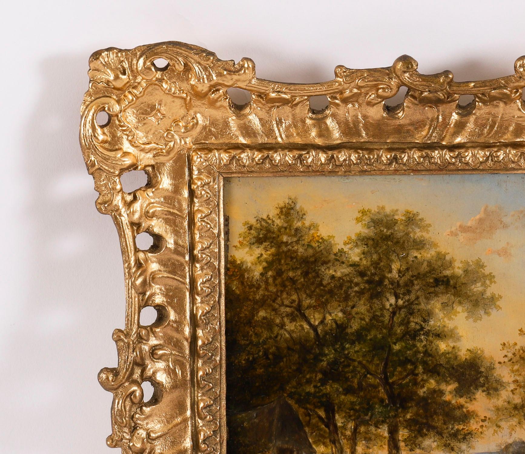 Antiguo par de óleos holandeses con escenas de bosque de Jan Evert Morel Siglo XVIII en venta 11