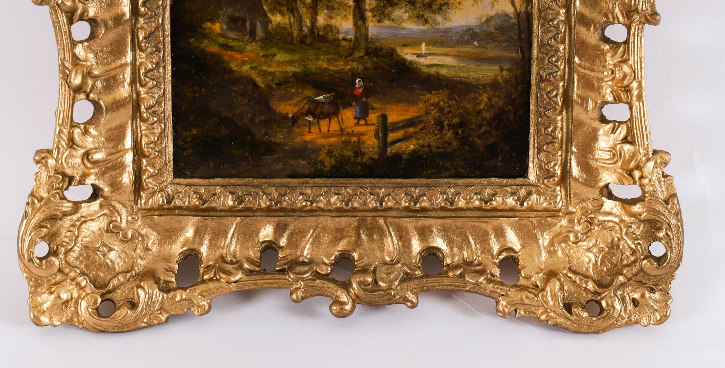 Antiguo par de óleos holandeses con escenas de bosque de Jan Evert Morel Siglo XVIII en venta 12