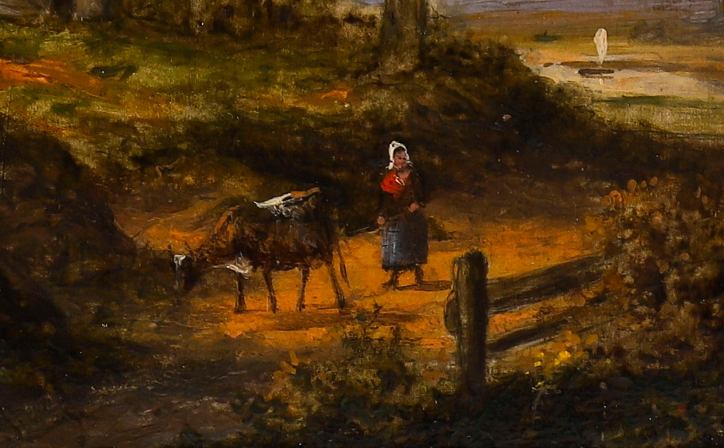 Antiguo par de óleos holandeses con escenas de bosque de Jan Evert Morel Siglo XVIII siglo XVIII en venta