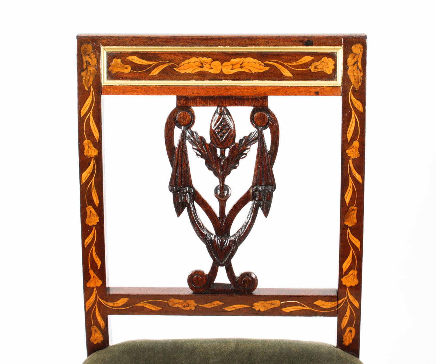 Antique Pair of Dutch Marquetry Side Chairs, 19th Century 1