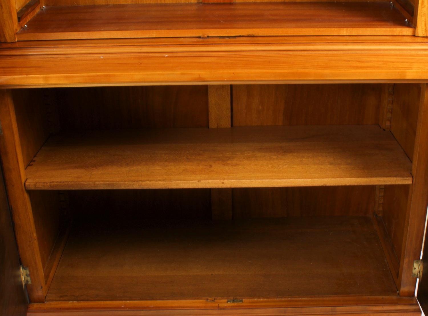 Antique Pair Edwardian Inlaid Satinwood Bookcases by Maple & Co Early 20th C For Sale 8