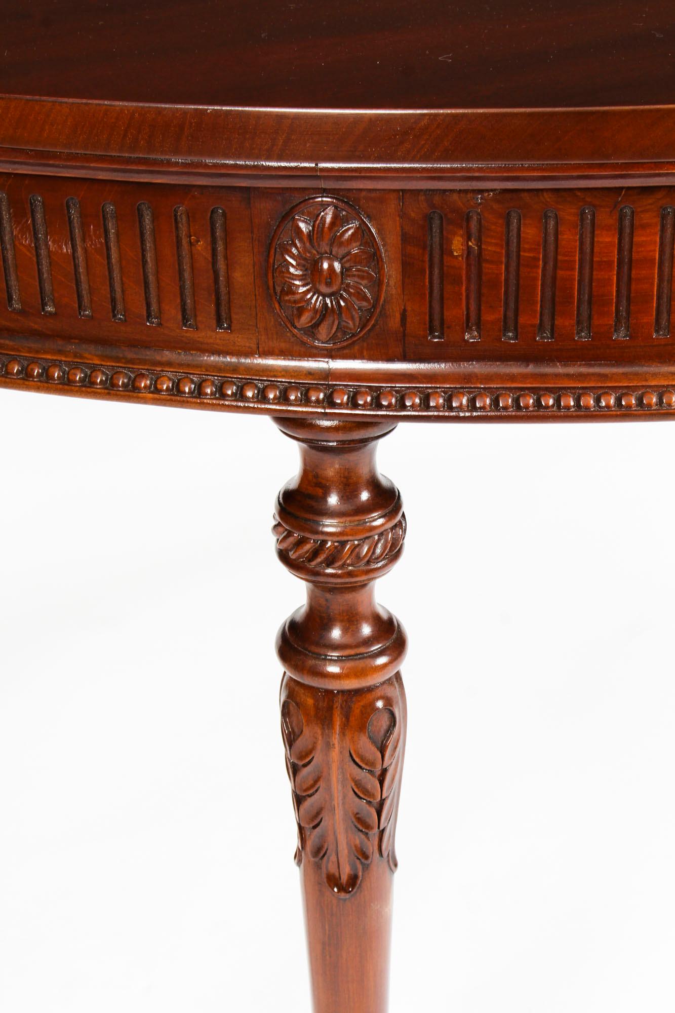 Antique Pair of Edwardian Mahogany Demilune Console Side Tables, 19th Century 6