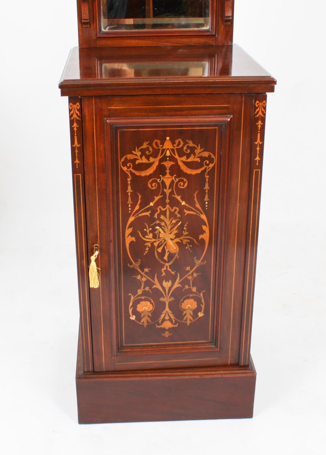 Antique Pair Edwardian Mahogany Marquetry Bedside Chests 19th C For Sale 8