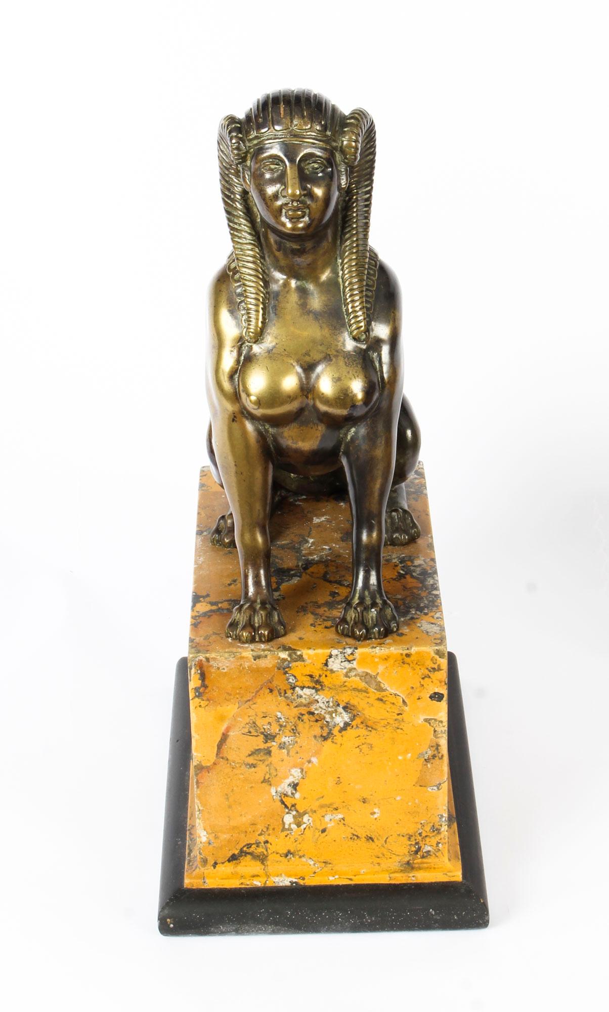 Antique Pair of Empire Egyptian Campaign Bronze Sphinxes, 19th Century In Good Condition In London, GB