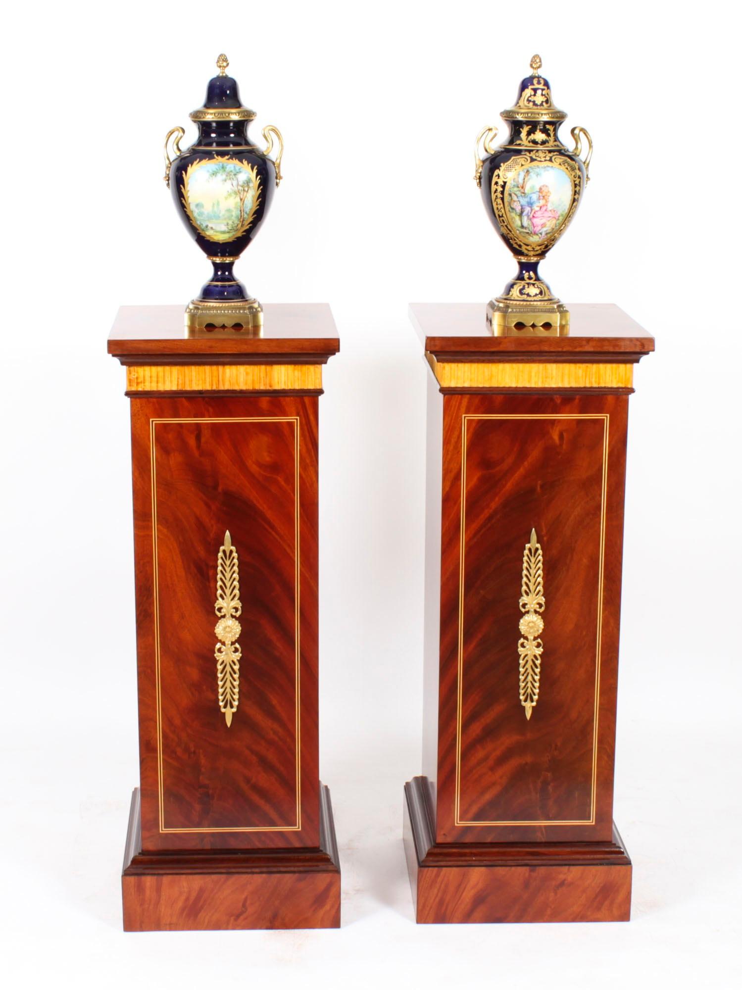 Antique Pair Empire Revival Mahogany and Ormolu Pedestals C1930 19th Century For Sale 6