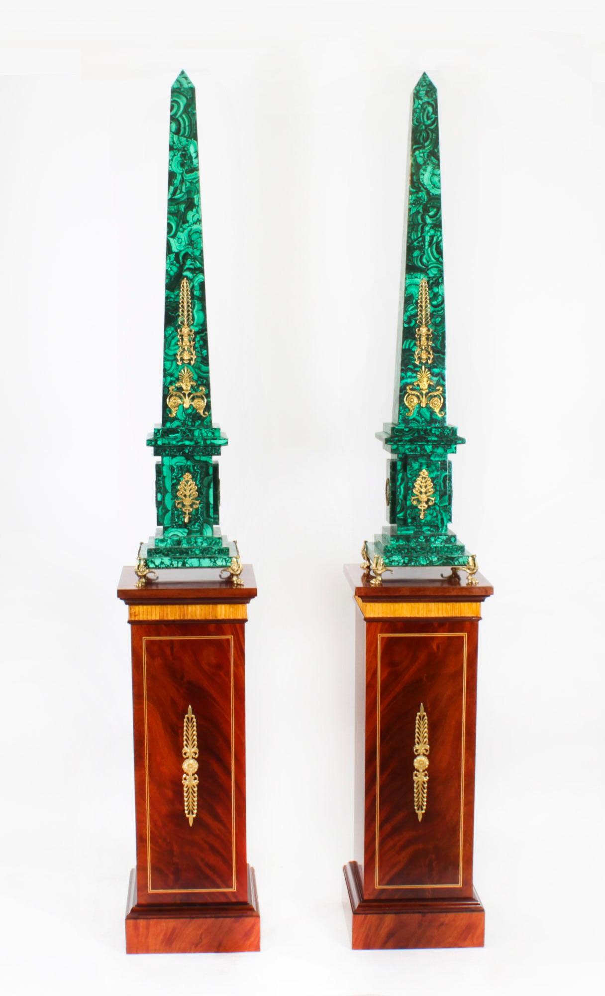 Antique Pair Empire Revival Mahogany and Ormolu Pedestals C1930 19th Century For Sale 7