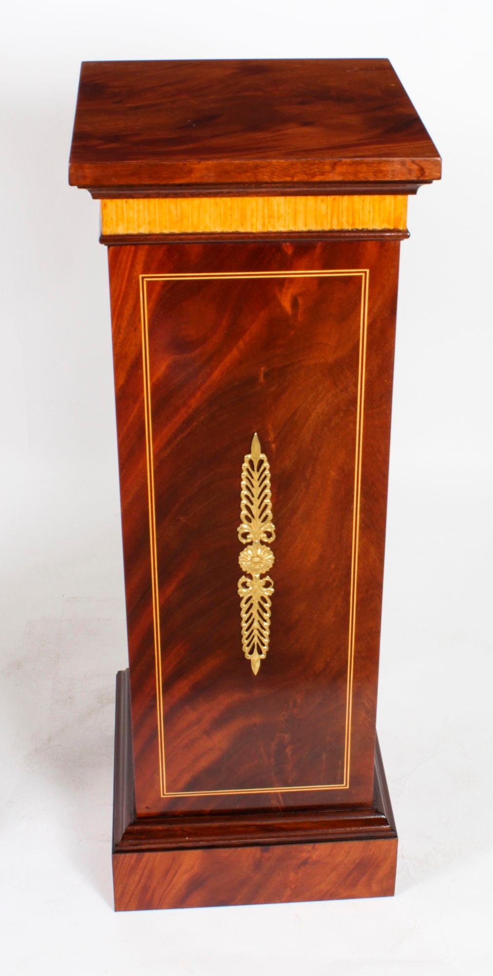 Antique Pair Empire Revival Mahogany and Ormolu Pedestals C1930 19th Century For Sale 4