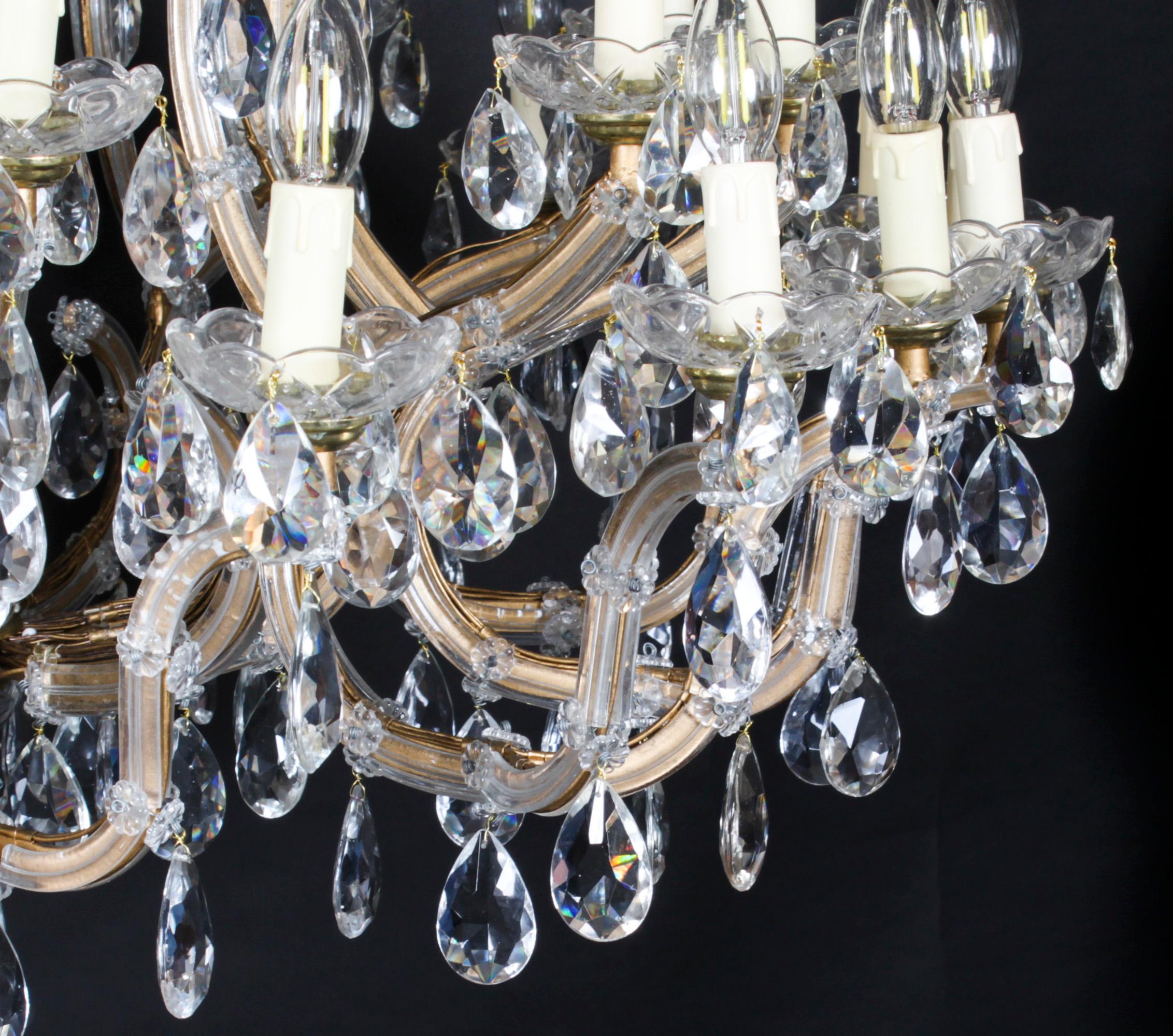Antique Pair English 41 light Ballroom Crystal Chandeliers 1920s For Sale 5