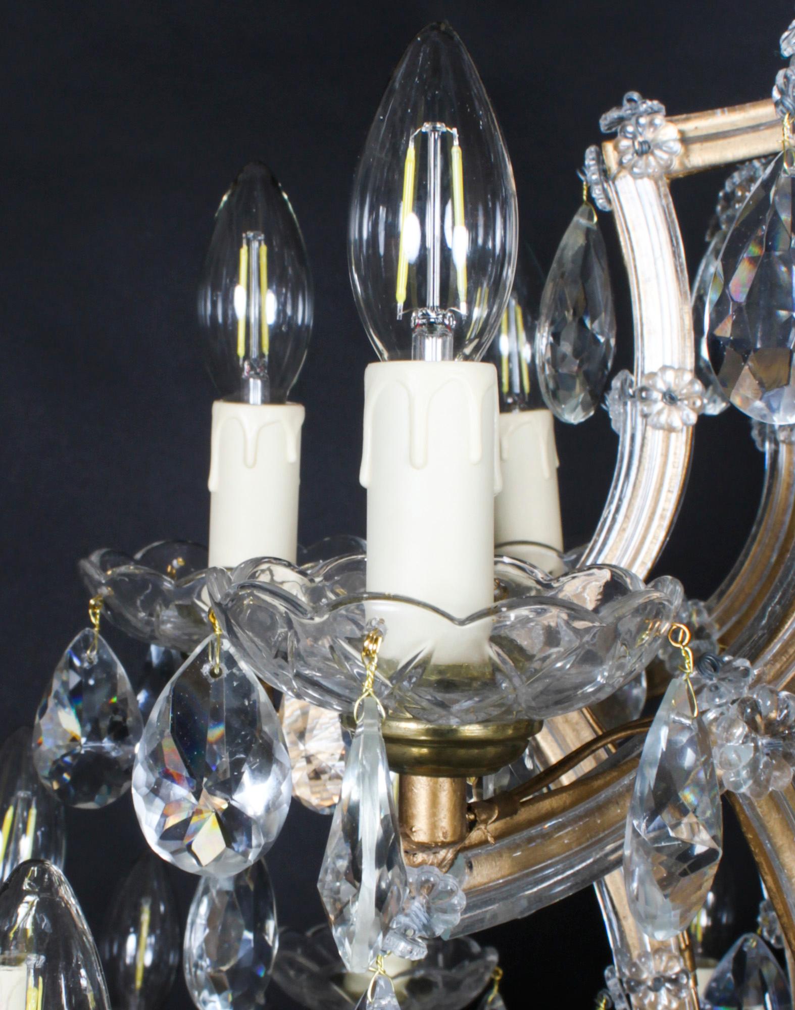 Antique Pair English 41 light Ballroom Crystal Chandeliers 1920s For Sale 6