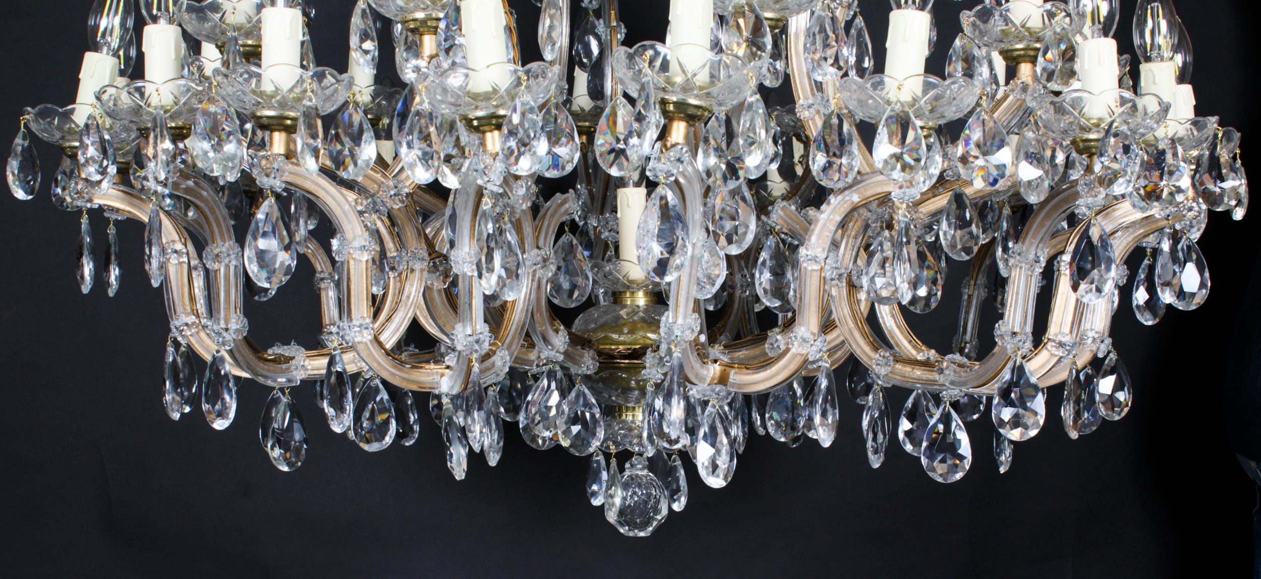 Antique Pair English 41 light Ballroom Crystal Chandeliers 1920s For Sale 7