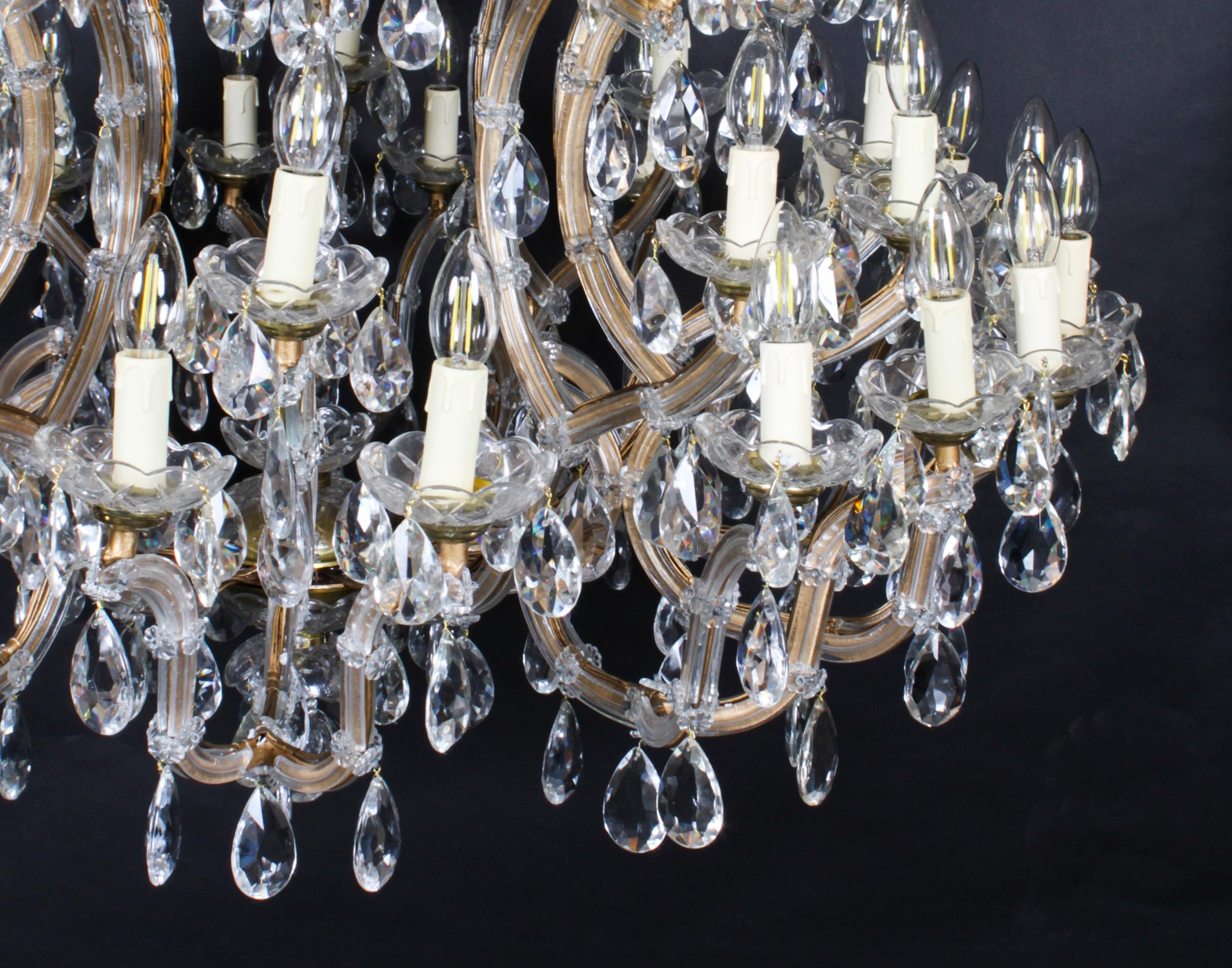 Early 20th Century Antique Pair English 41 light Ballroom Crystal Chandeliers 1920s For Sale