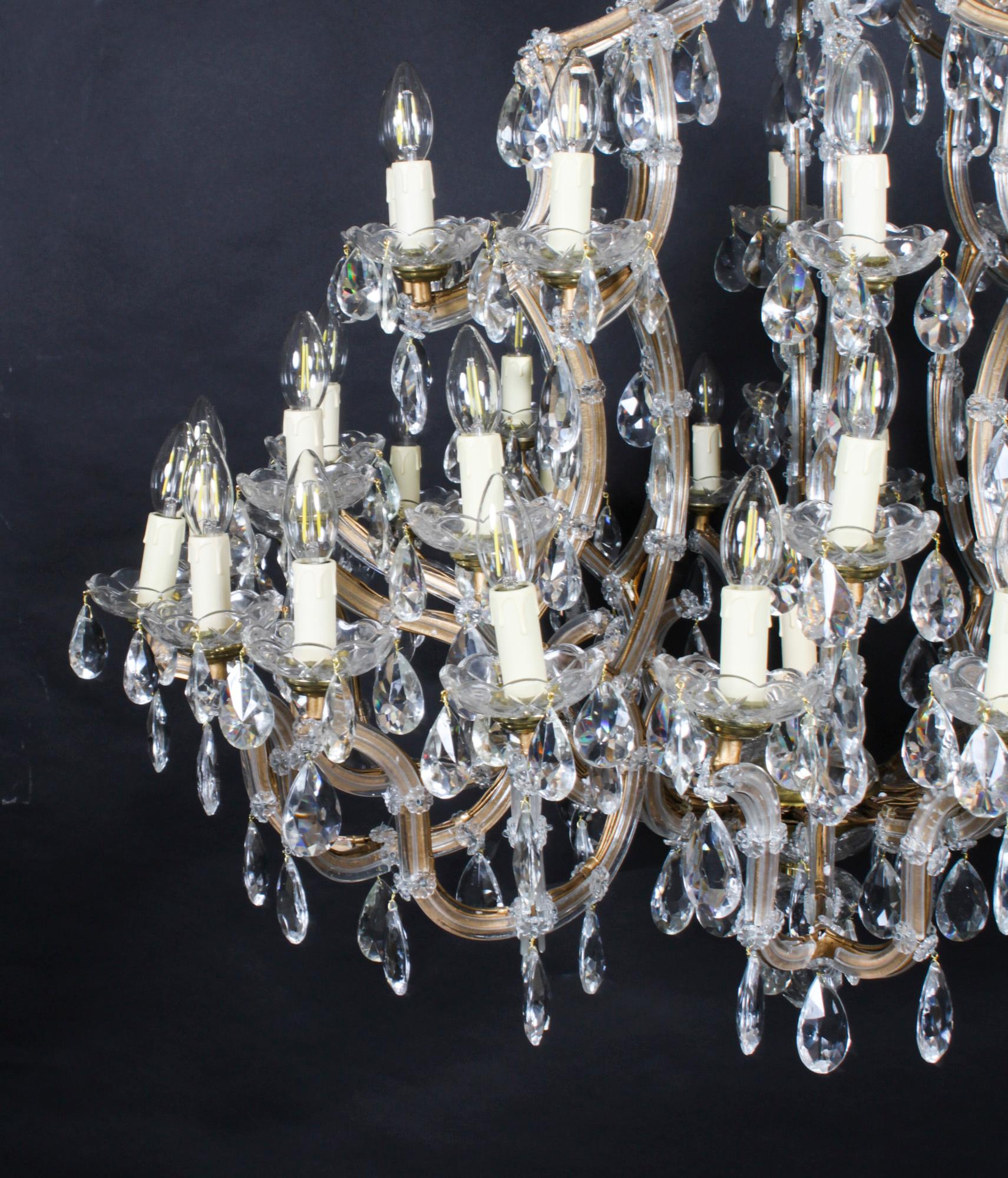 Antique Pair English 41 light Ballroom Crystal Chandeliers 1920s For Sale 2