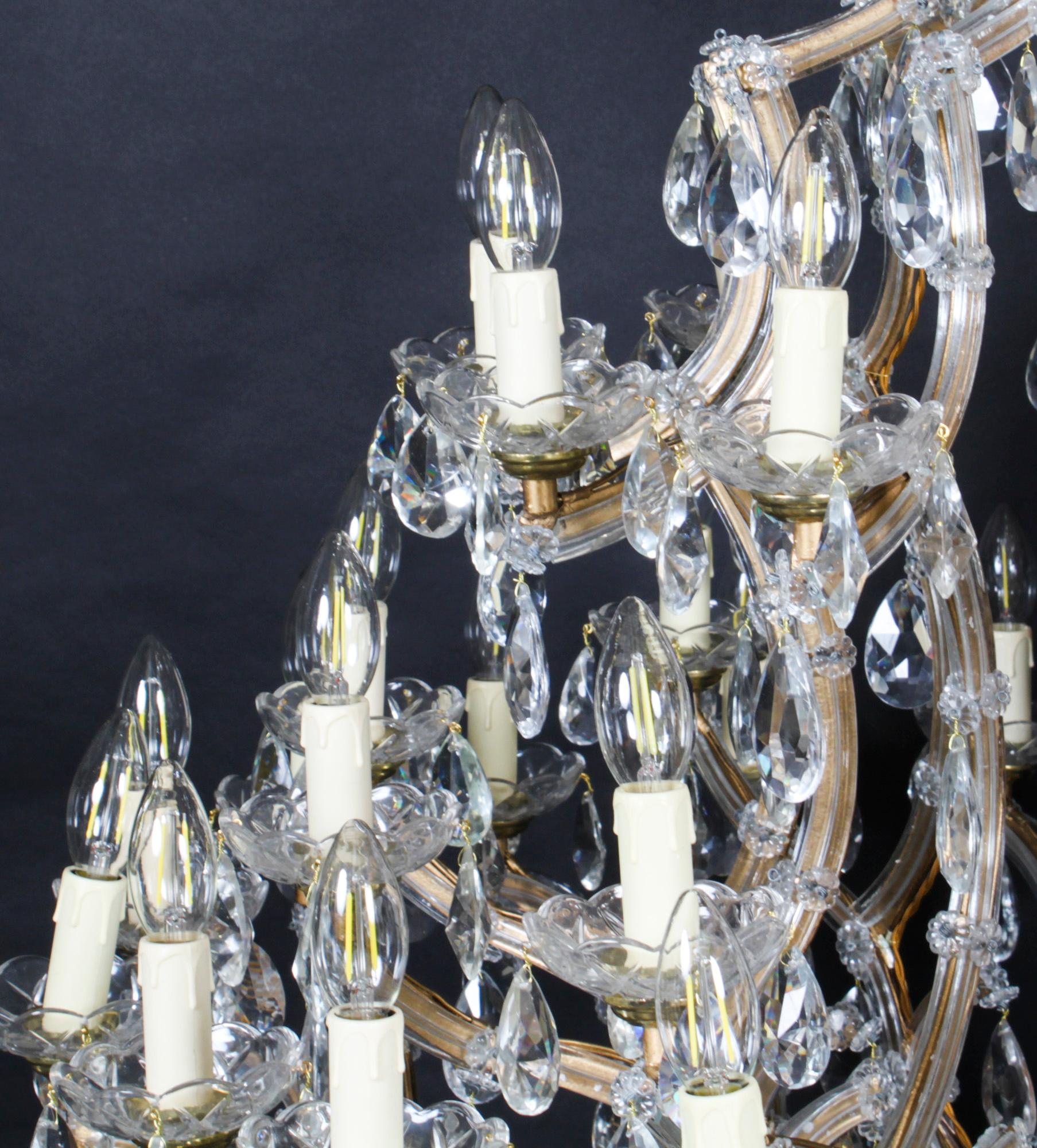 Antique Pair English 41 light Ballroom Crystal Chandeliers 1920s For Sale 3