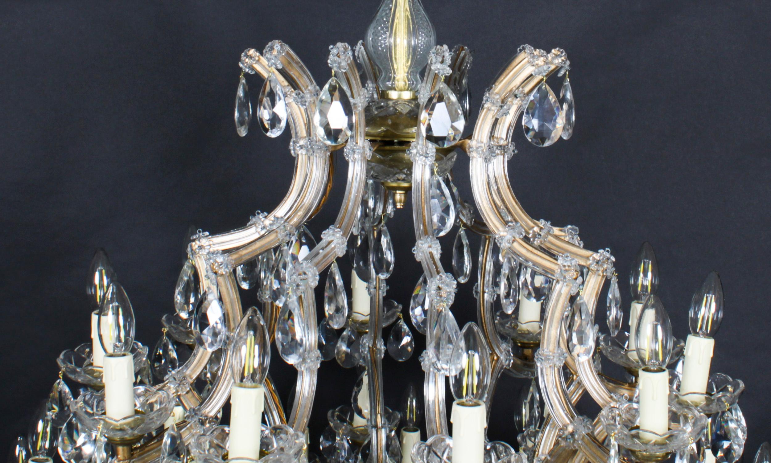 Antique Pair English 41 light Ballroom Crystal Chandeliers 1920s For Sale 4