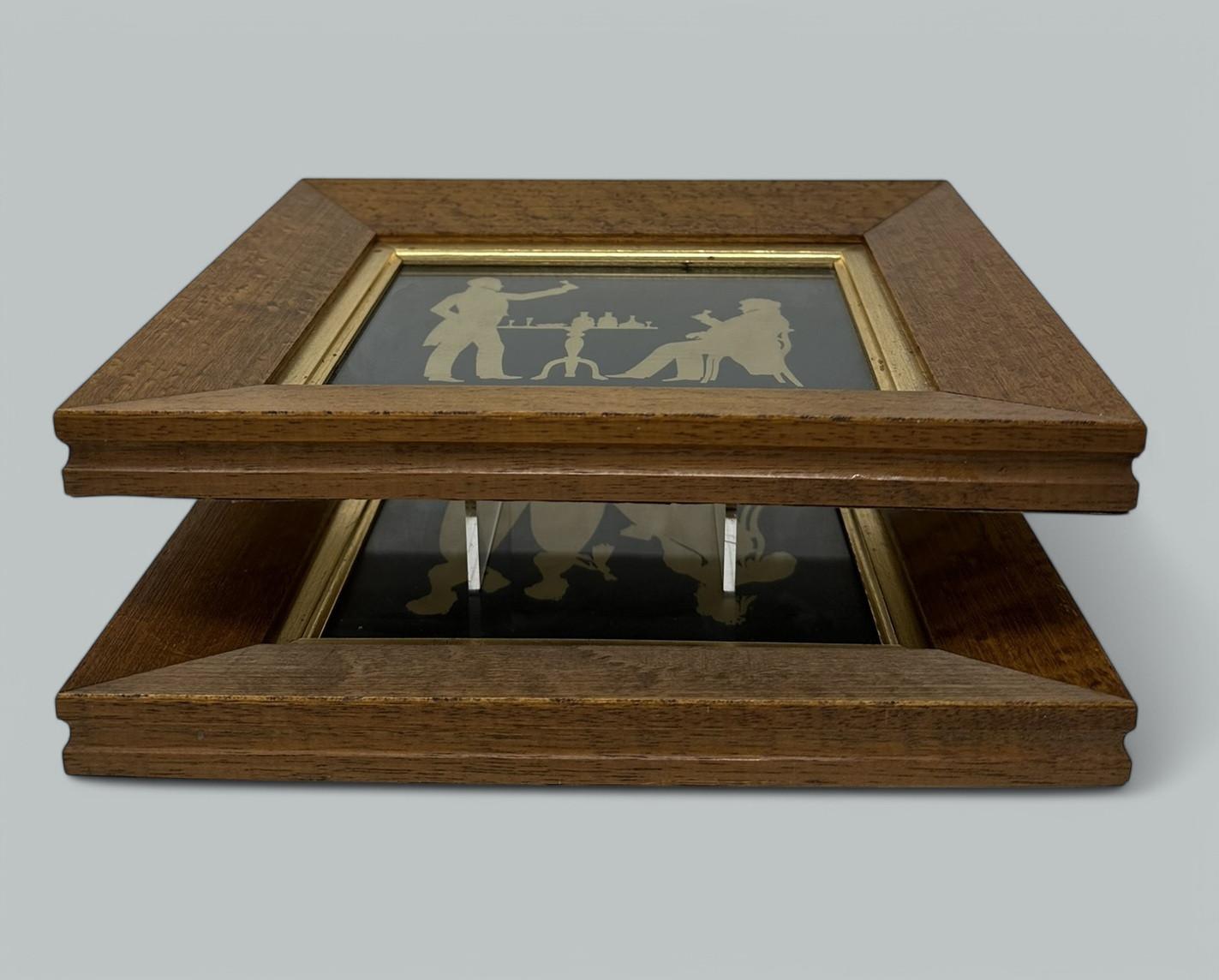 Par Antiguo Siluetas de Familia Inglesa Marcos de Arce Birdseye Interés Irlandés Madera dorada en venta