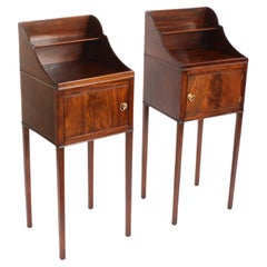 Antique Pair English Georgian Bedside Cabinets C1820 19th C