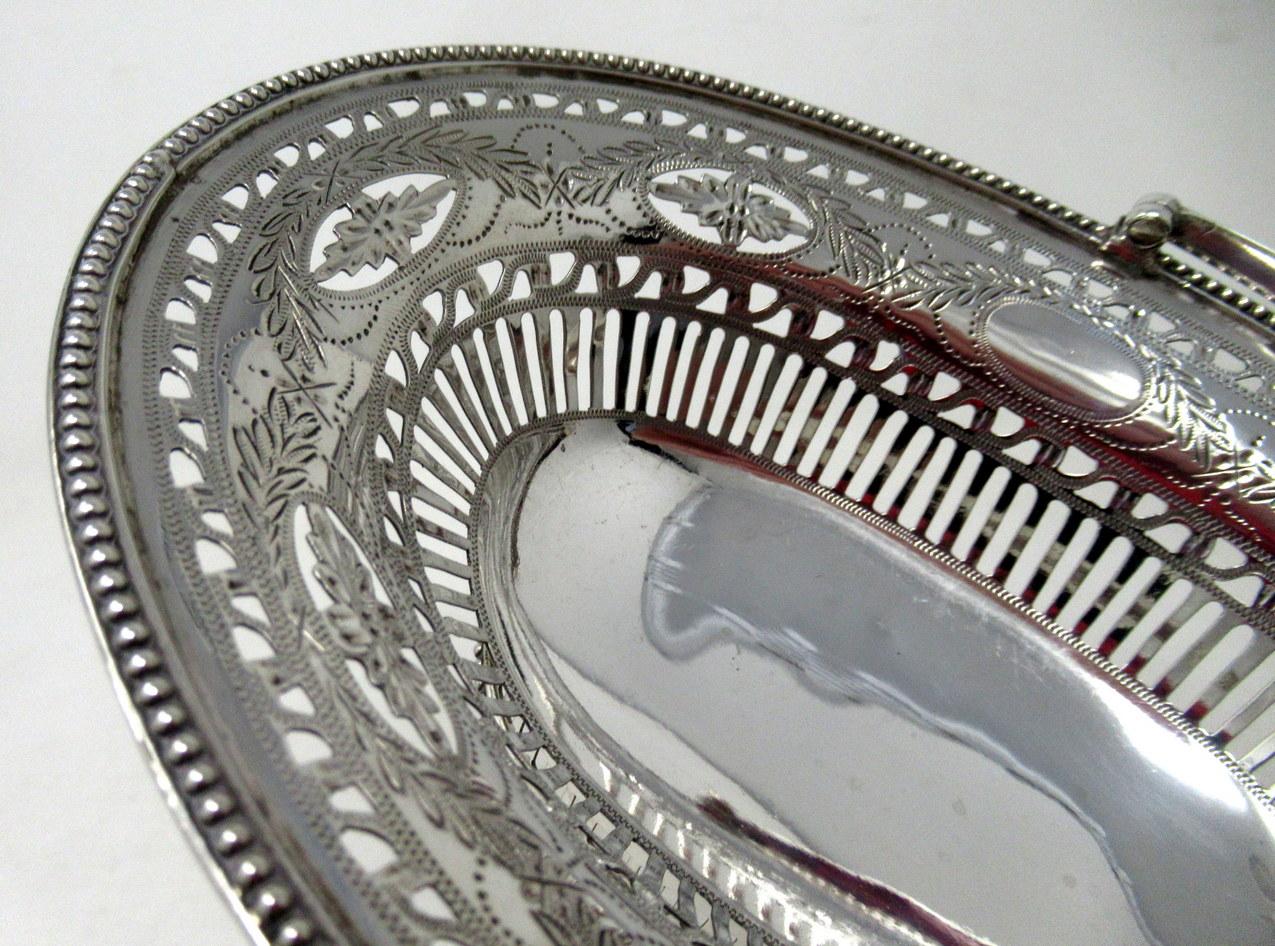 Antique Pair English Georgian Sterling Silver Bon Bon Dishes Centerpiece 18th Ct 6