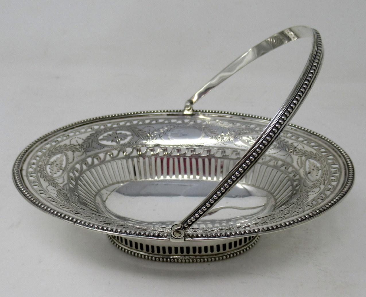 Antique Pair English Georgian Sterling Silver Bon Bon Dishes Centerpiece 18th Ct 2
