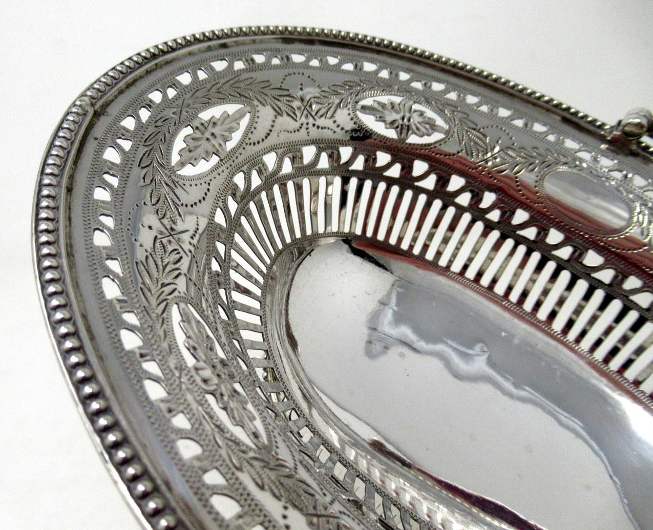 Antique Pair English Georgian Sterling Silver Bon Bon Dishes Centerpiece 18th Ct 5
