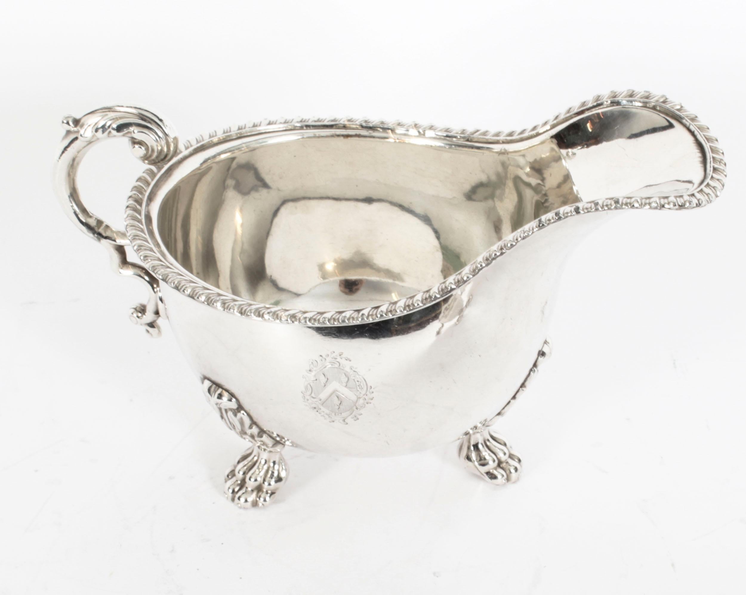 Antique Pair English Old Sheffield Silver Plated Sauce Boats 1830 19th Century For Sale 8