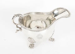 Antique Pair English Old Sheffield Silver Plated Sauce Boats 1830 19th Century