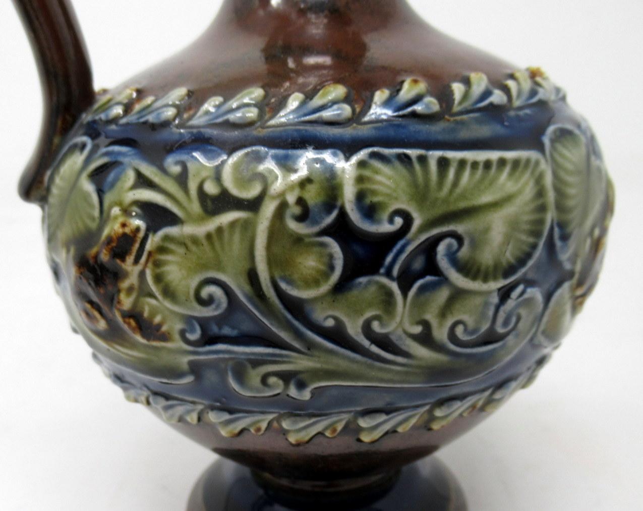 Antique Pair English Porcelain Royal Doulton Art Nouveau Ewers Pitchers Urns 1