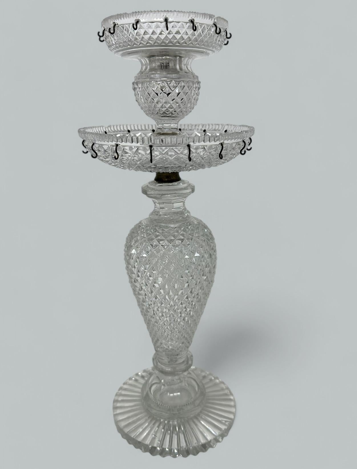 Coppia antica di candelieri inglesi Regency in vetro cristallo Lusters Atrb John Blades in vendita 2