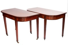 Antique Pair of English Regency Mahogany Inlaid Console Tables