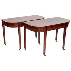 Antique Pair of English Regency Mahogany Inlaid Console Tables