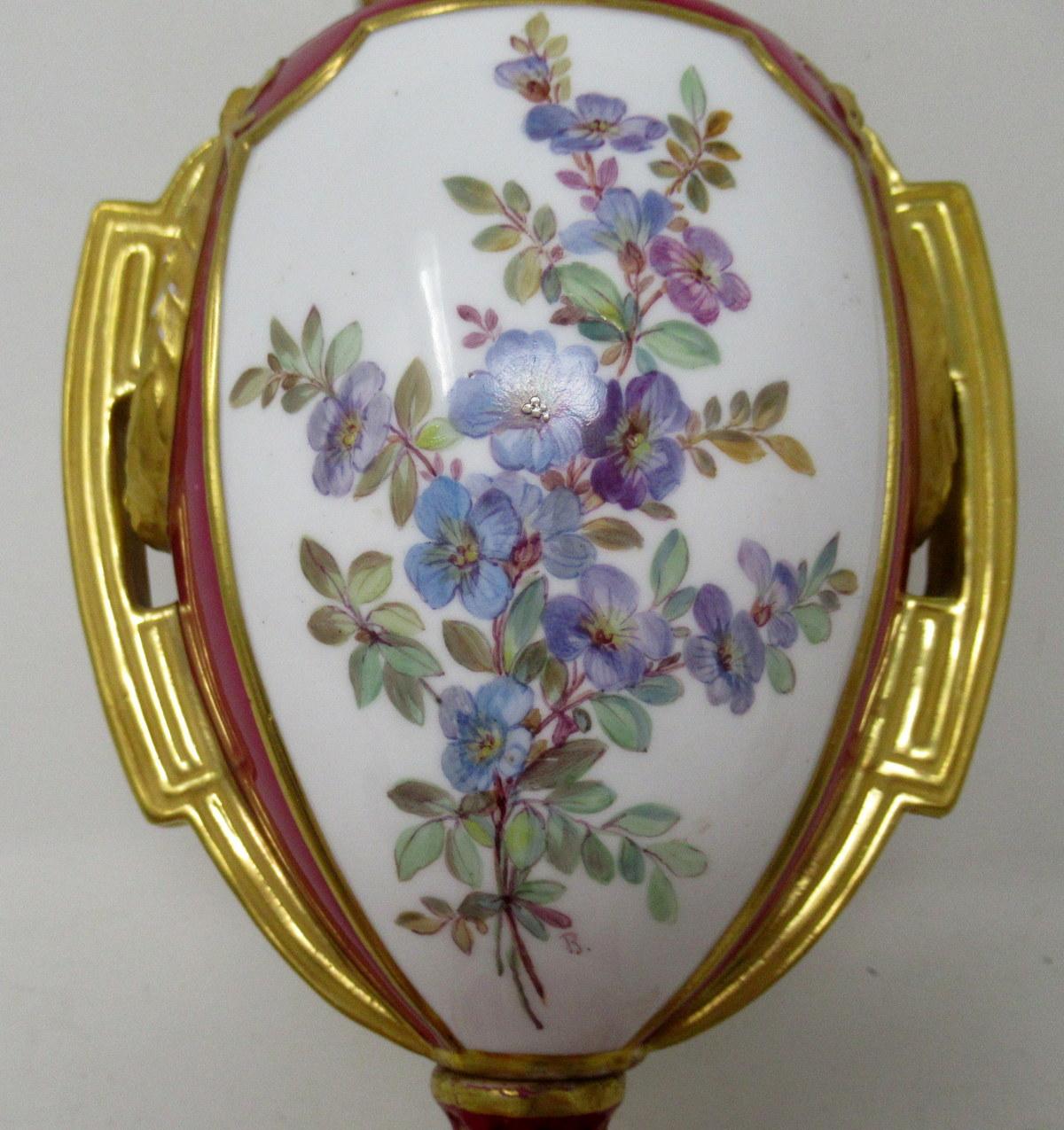 Antique Pair English Royal Crown Derby Porcelain Vases by Antonin Boullemier 19C For Sale 1