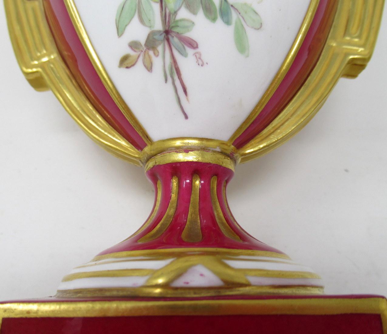 Antique Pair English Royal Crown Derby Porcelain Vases by Antonin Boullemier 19C For Sale 2