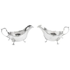 Antique English Silver Plated Sauce Boats James Dixon & Sons 19th Century, Pair