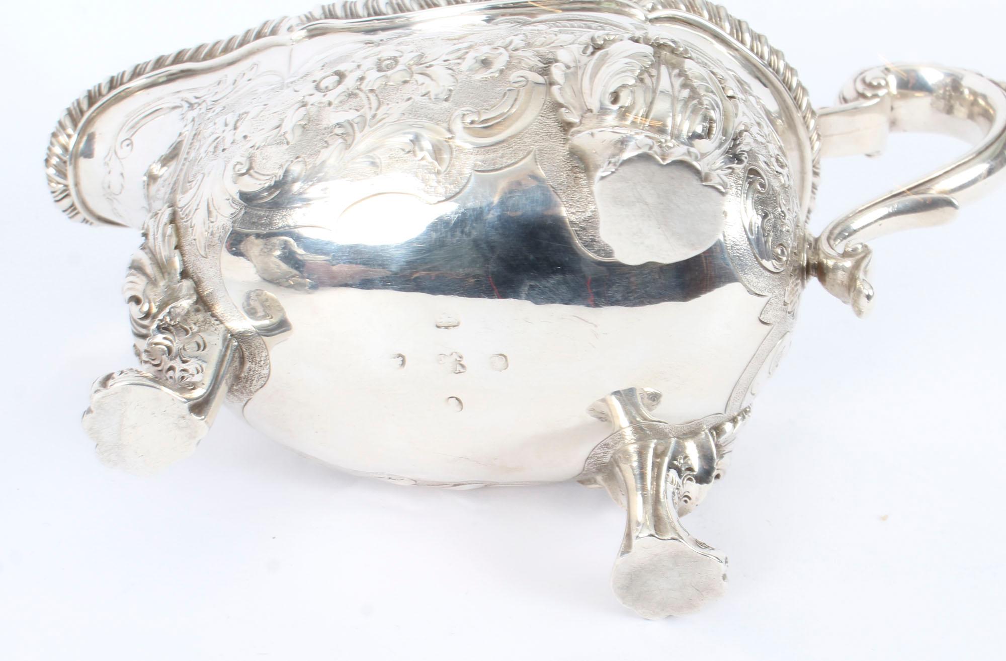 Antique Pair English Silver Sauce Boats, John & Joseph Angell 1830 13