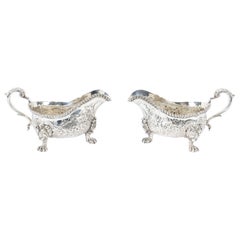Antique Pair English Silver Sauce Boats, John & Joseph Angell 1830