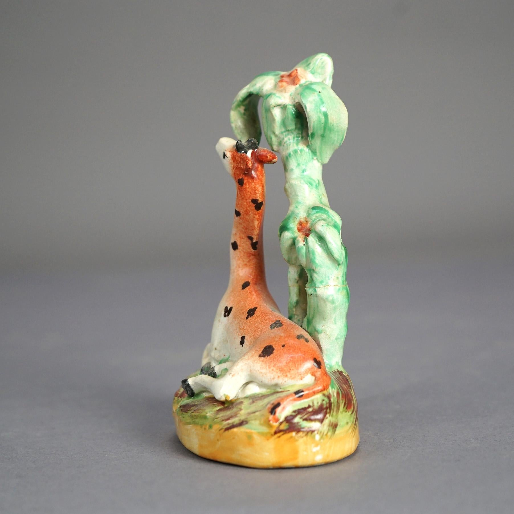Antique Pair English Staffordshire Polychromed Porcelain Giraffe Figures C1870 6