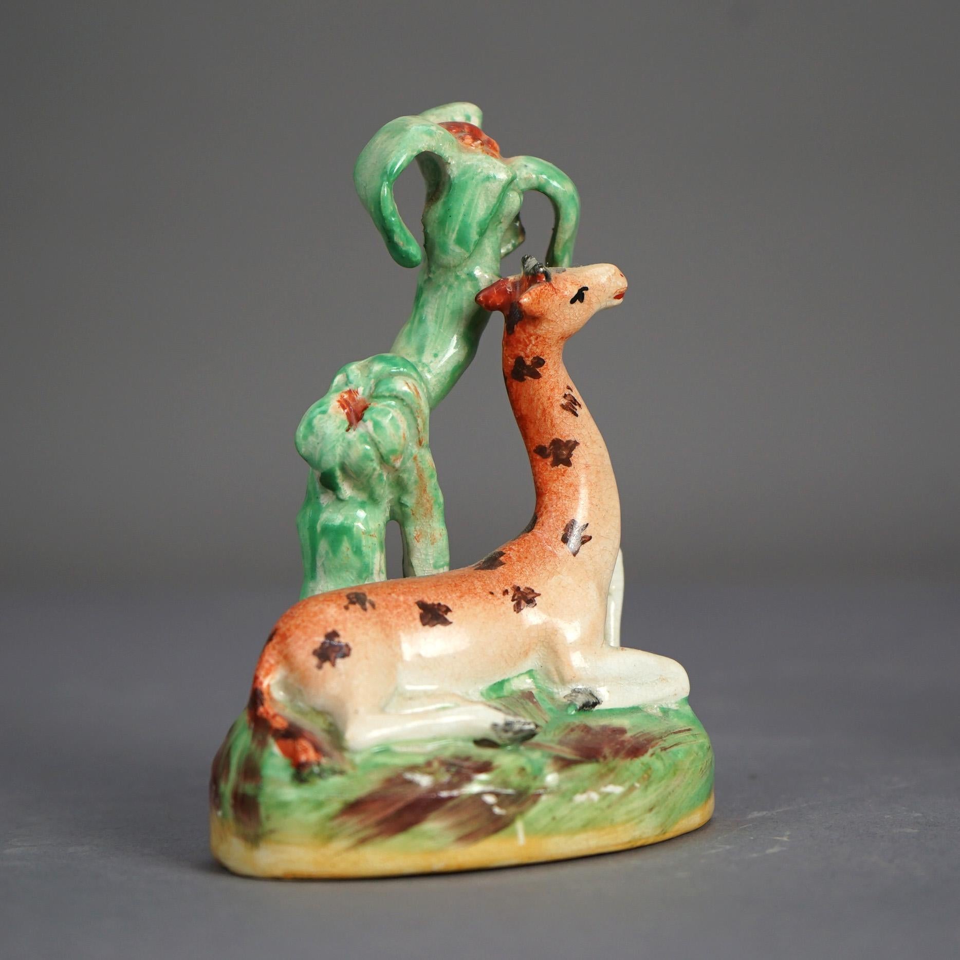 Antique Pair English Staffordshire Polychromed Porcelain Giraffe Figures C1870 5
