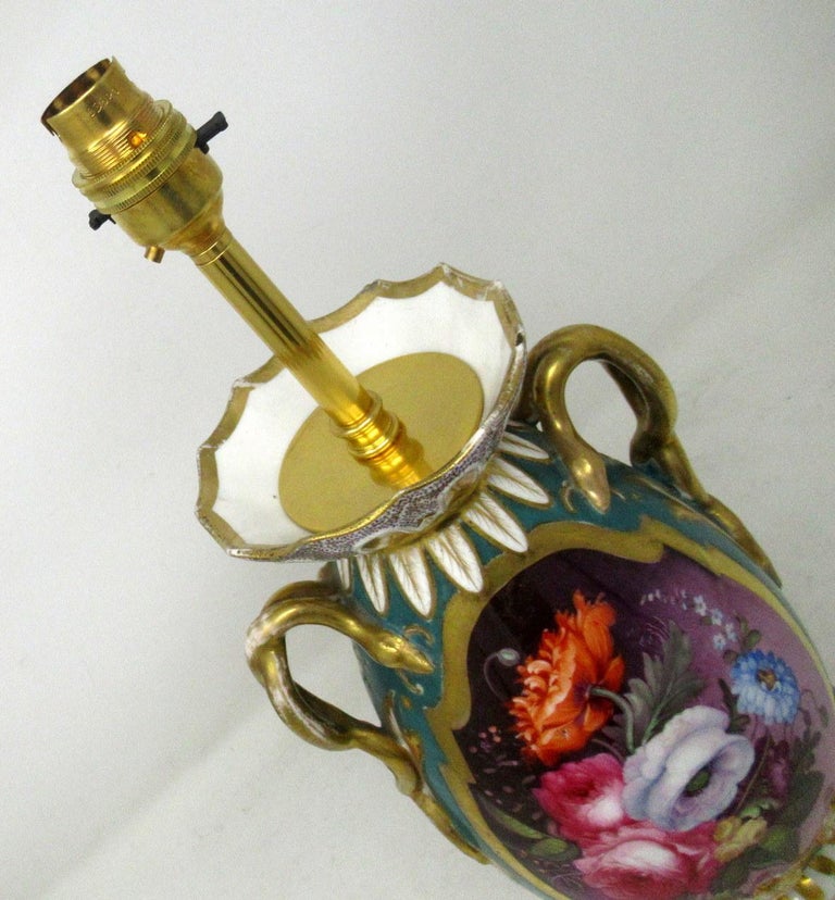Antique Pair English Staffordshire Porcelain Table Lamps Ridgway or ...