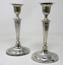 Antique Pair English Sterling Silver Candlesticks Candelabra Adams Style 1905