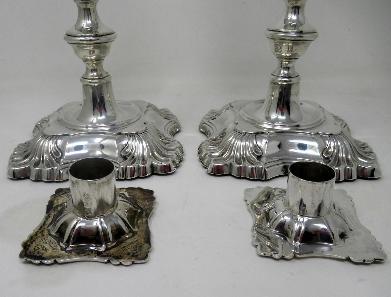Antique Pair English Sterling Silver Candlesticks Candelabra William Hutton 1905 4