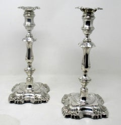 Antique Pair English Sterling Silver Candlesticks Candelabra William Hutton 1905