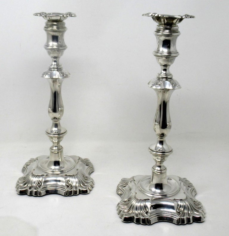Antique Pair English Sterling Silver Candlesticks Candelabra William